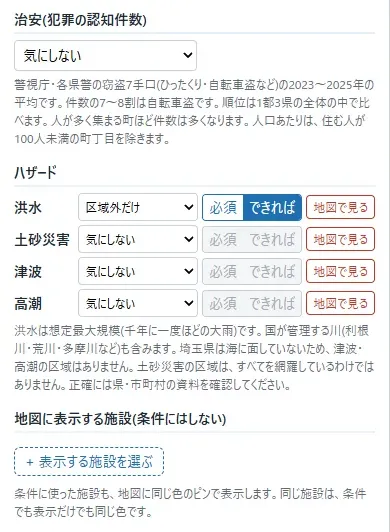 条件の欄(続き)